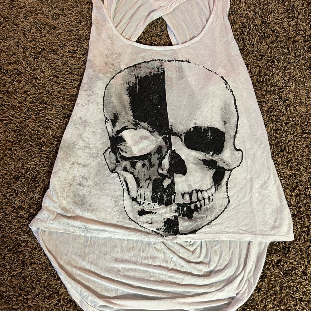 White Skull Women's Tank Top with Open Back